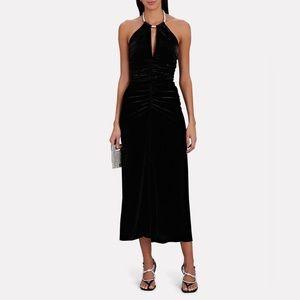 VERONICA BEARD Josette Embellished Velvet Midi Dress in Black Size 6